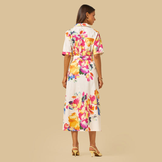 Max floral print belted dress