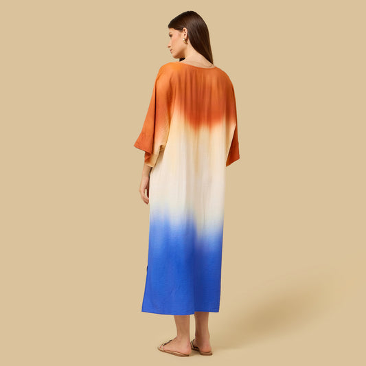 Max Ombre Kaftan with keyhole Neck