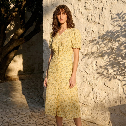 Max Floral print yellow dress