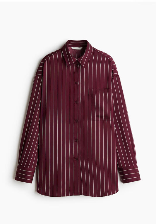H&M burgundy striped shirt