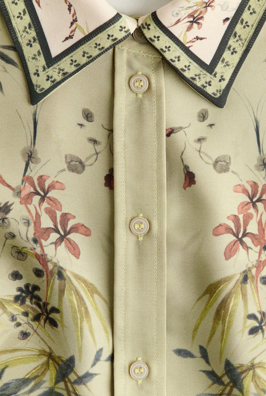 H&M light dusty green patterned shirt