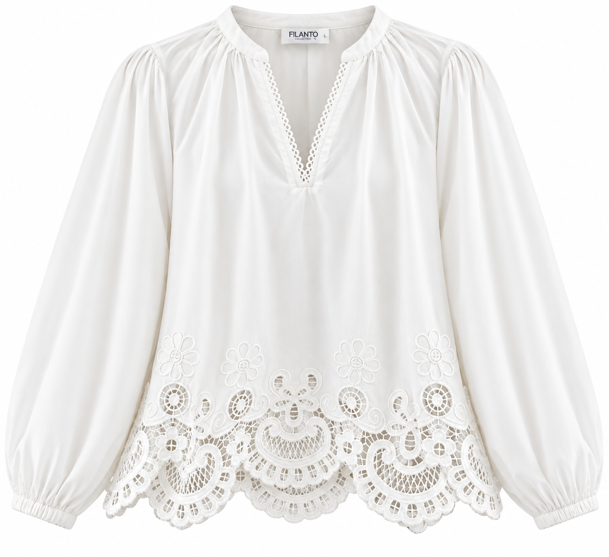 Filanto Plain White Shirt with Lace Cutout - S