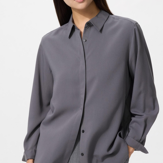 Uniqlo Rayon Blouse Gray