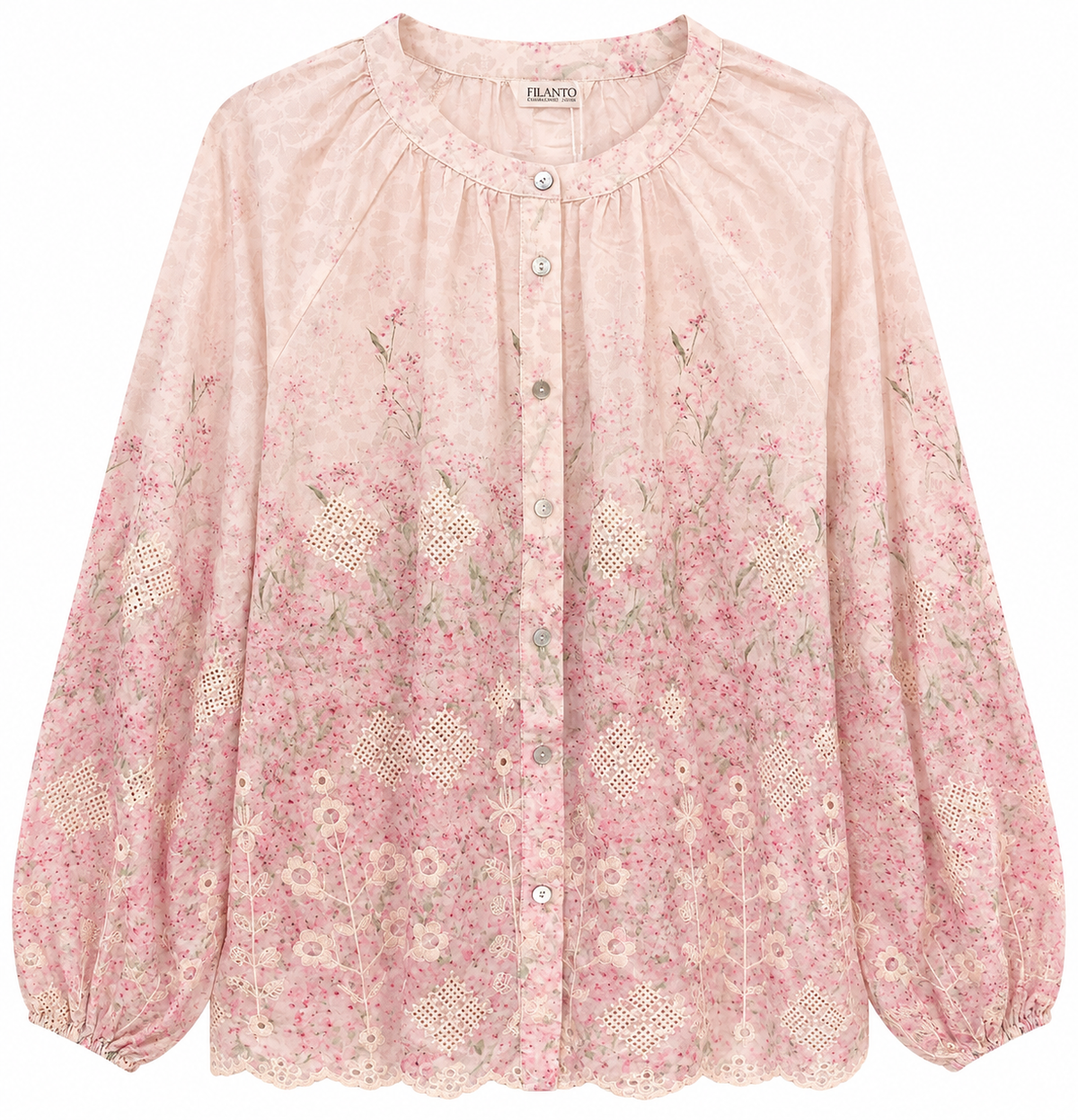 Rope white shirt with beige floral
