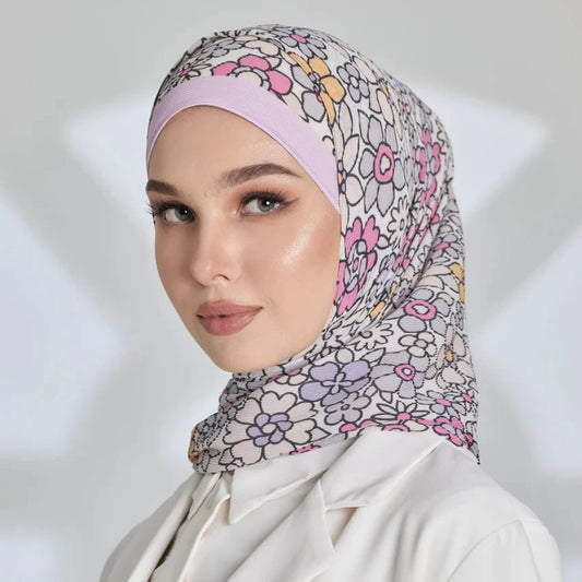 Sugarscarf wide pleat Eid flower purple shawl