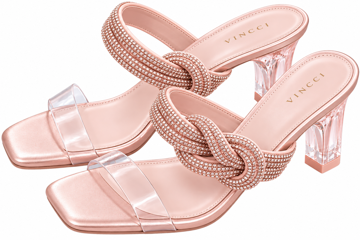 Vincci Champagne Sandals with Rhinestones