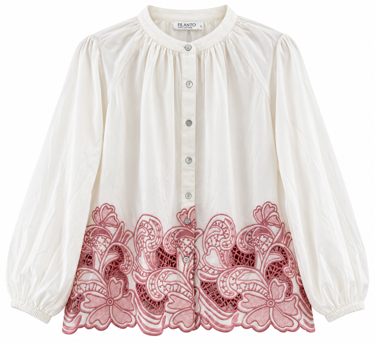 Filanto Plain White Shirt with Pink Lace Cutout