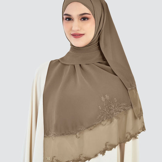Naelofar chiffon shawl wz ogenza nougat