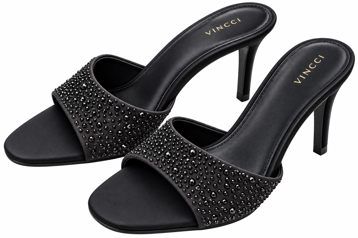 Vincci Black Embellished Sleek High Heel