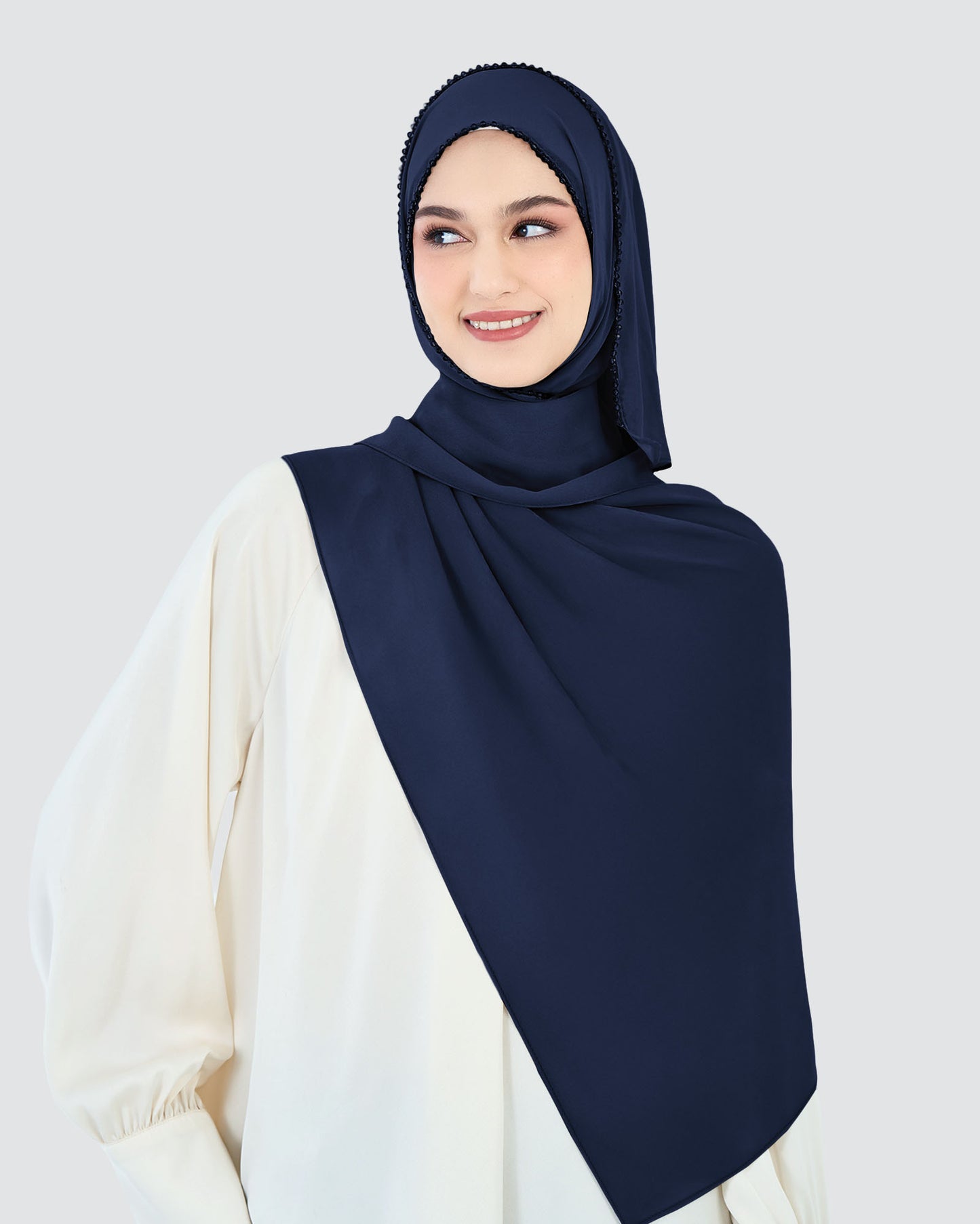 Naelofar beaded chiffon shawl blue