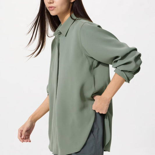 Uniqlo drape shirt green