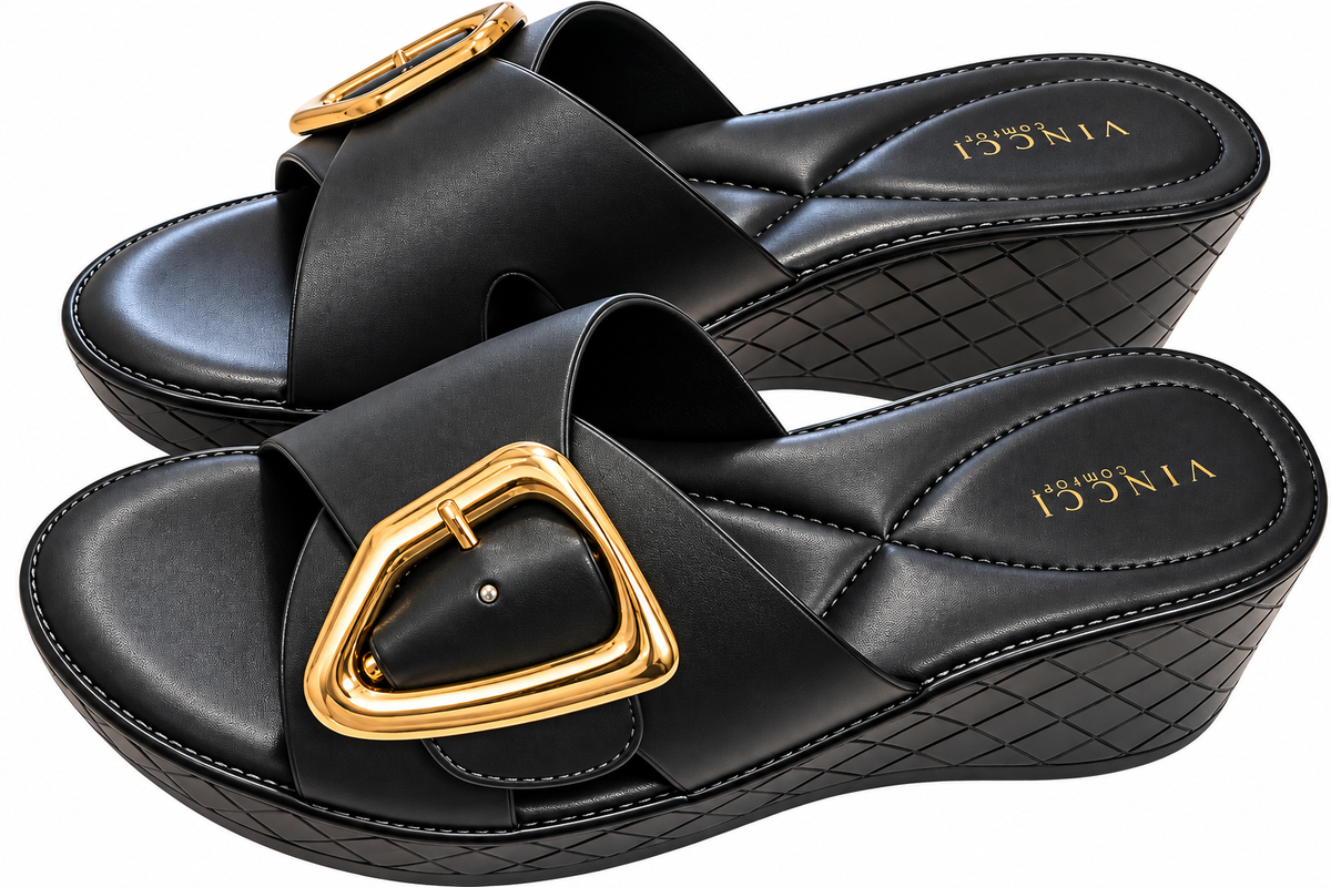 Vincci Black Comfort Wedge