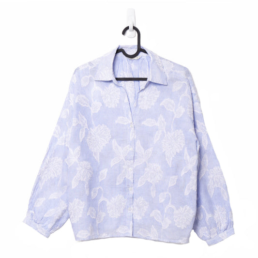 Blue floral jacquard shirt
