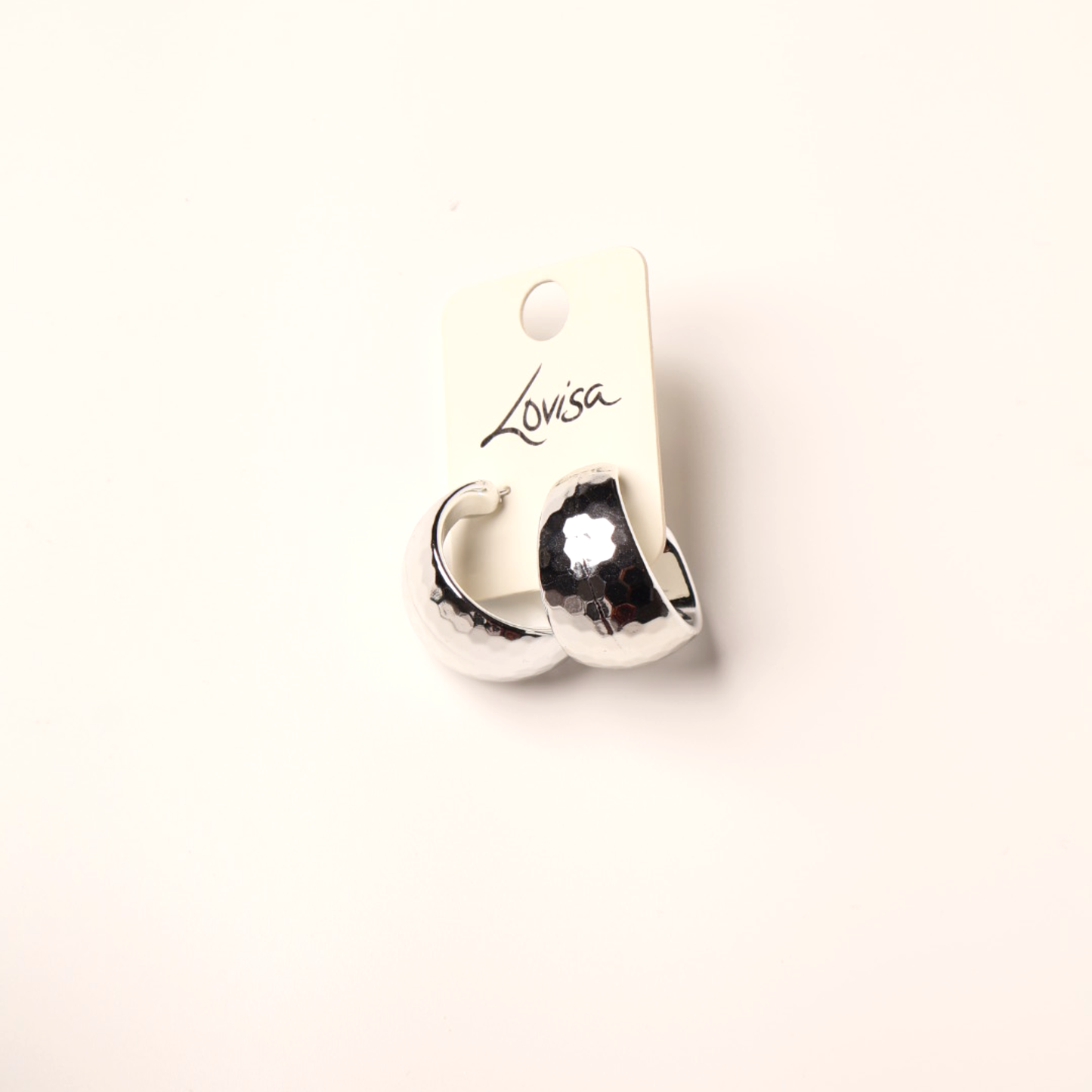 Earring Silver Hammered Textured Hoop