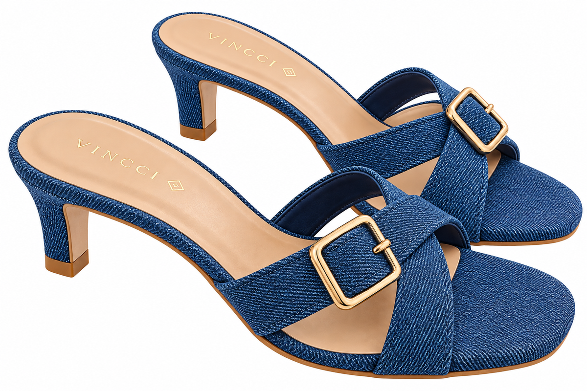 Vincci Denim Kitten Heel Sandals