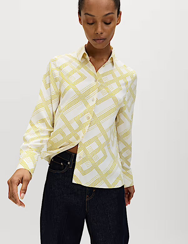 M&S Geometric print shirt moss