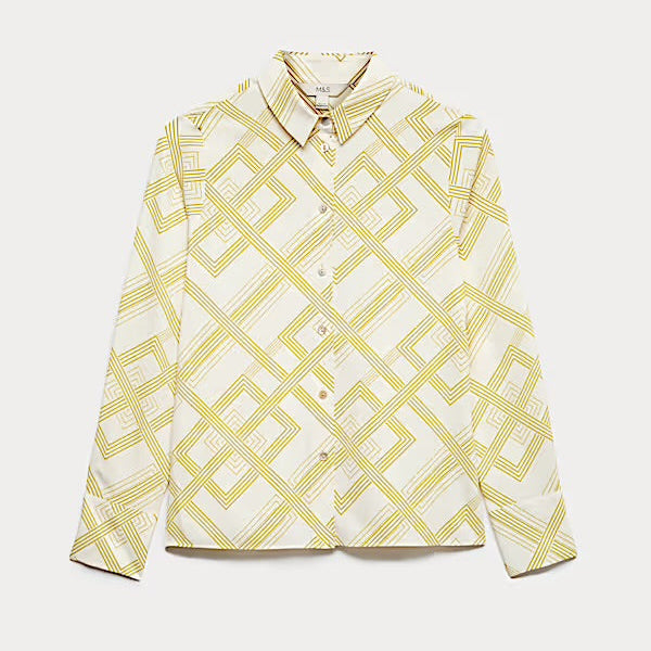 M&S Geometric print shirt moss