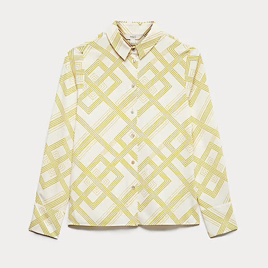 M&S Geometric print shirt moss