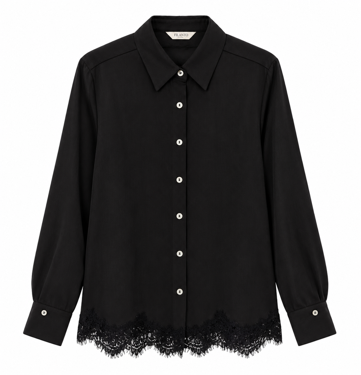 Filanto satin black shirt with lace