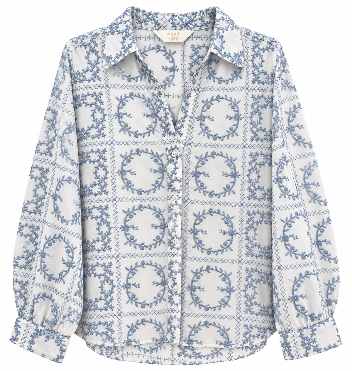 Rope white shirt with blue embroidery