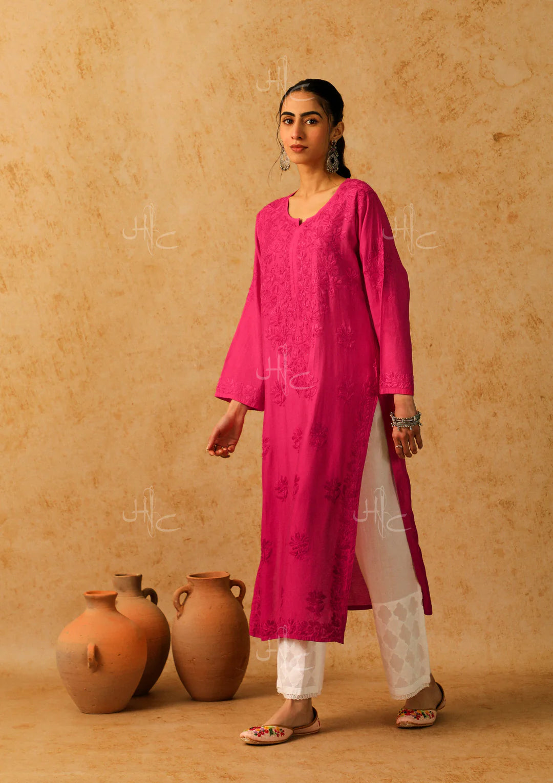 Shab Chanderi magenta 