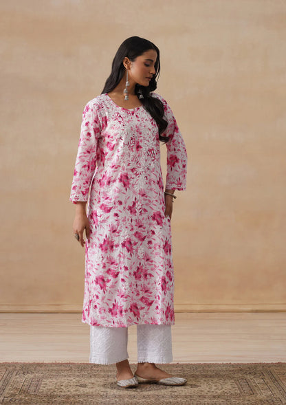 Mulmul Chikankari Pink