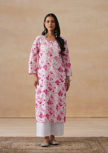 Mulmul Chikankari Pink
