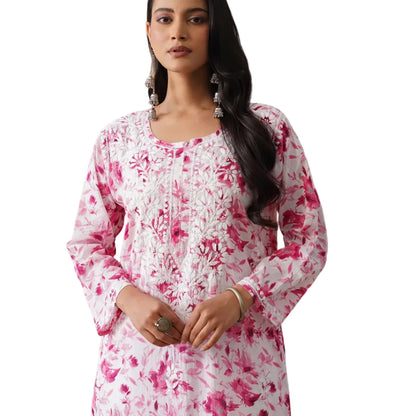 Mulmul Chikankari Pink