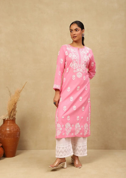 Nida Chikankari Pink