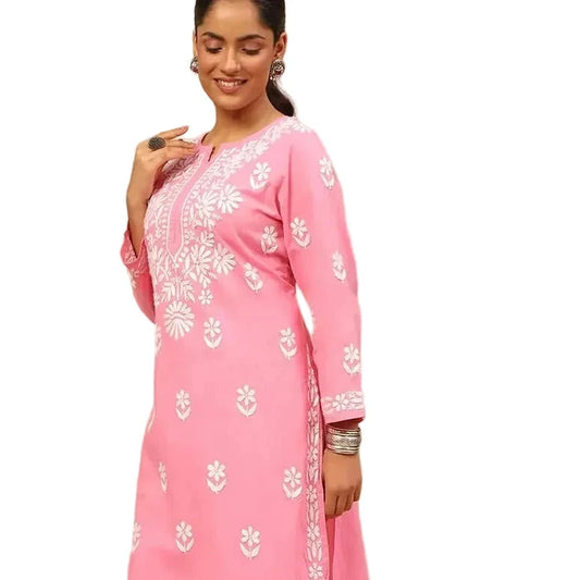 Nida Chikankari Pink