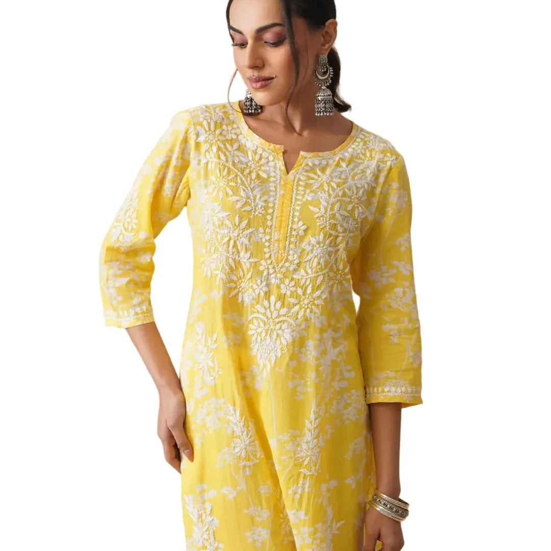 Zainab Chikankari Yellow
