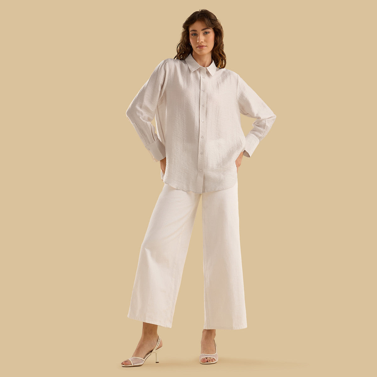 Oversized Textured Twill Shirt
