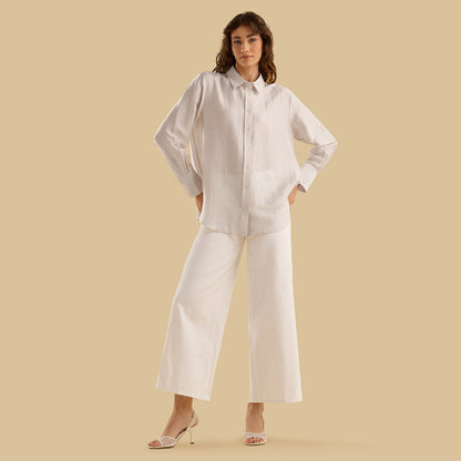 Oversized Textured Twill Shirt
