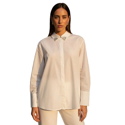 Longline Shirtwith Emblished Collar