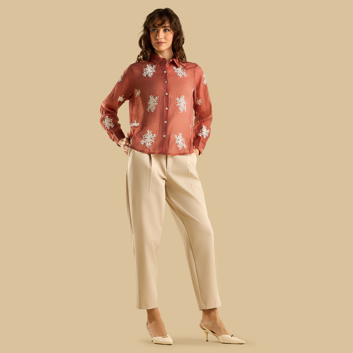 Embroiderd Shirt Brown