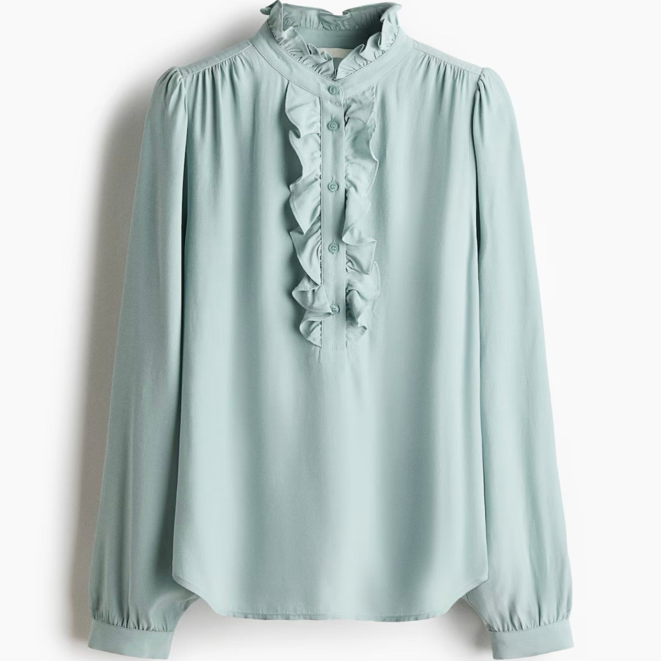 H&M Frill-Collared Blouse - Turquoise