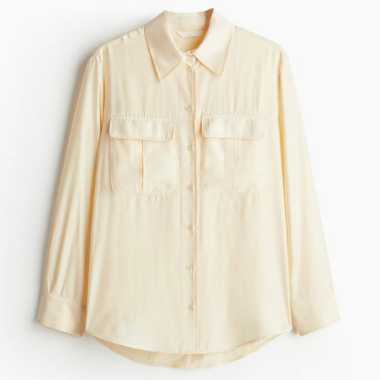 H&M Pocket Front Shirt Light Yellow