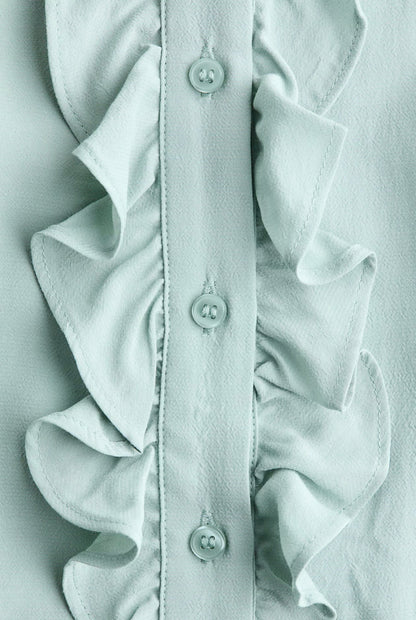 H&M Frill-Collared Blouse - Turquoise