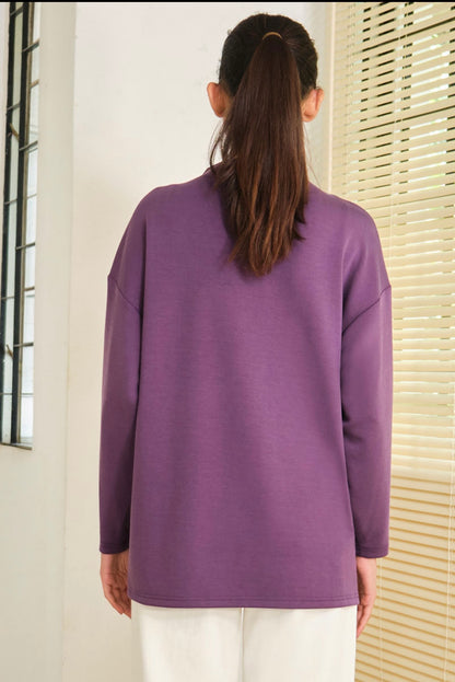 Poplook Soft High Neck Blouse – Blackberry