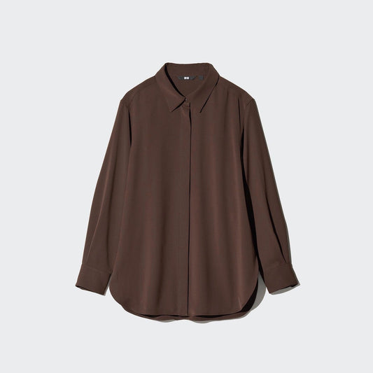 Uniqlo drape shirt brown