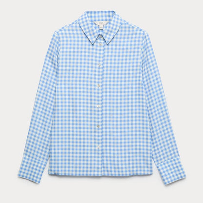 M&S printed collared shirt blue mix