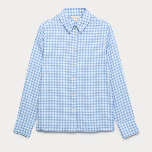 M&S printed collared shirt blue mix