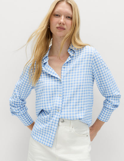 M&S printed collared shirt blue mix