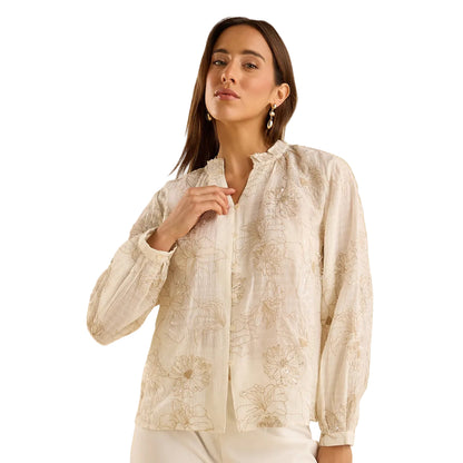 Max cream embroidered shirt