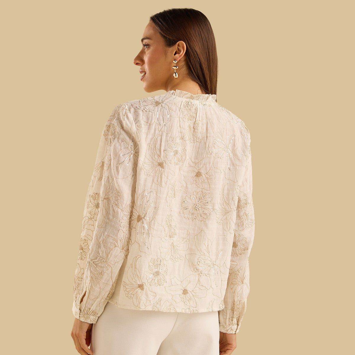 Max cream embroidered shirt