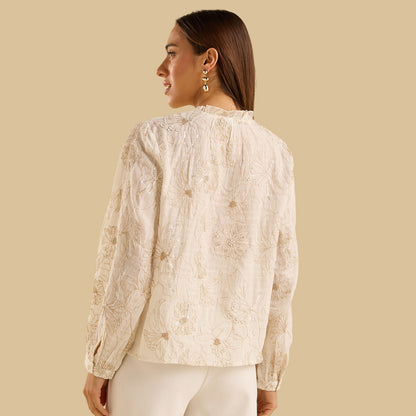 Max cream embroidered shirt
