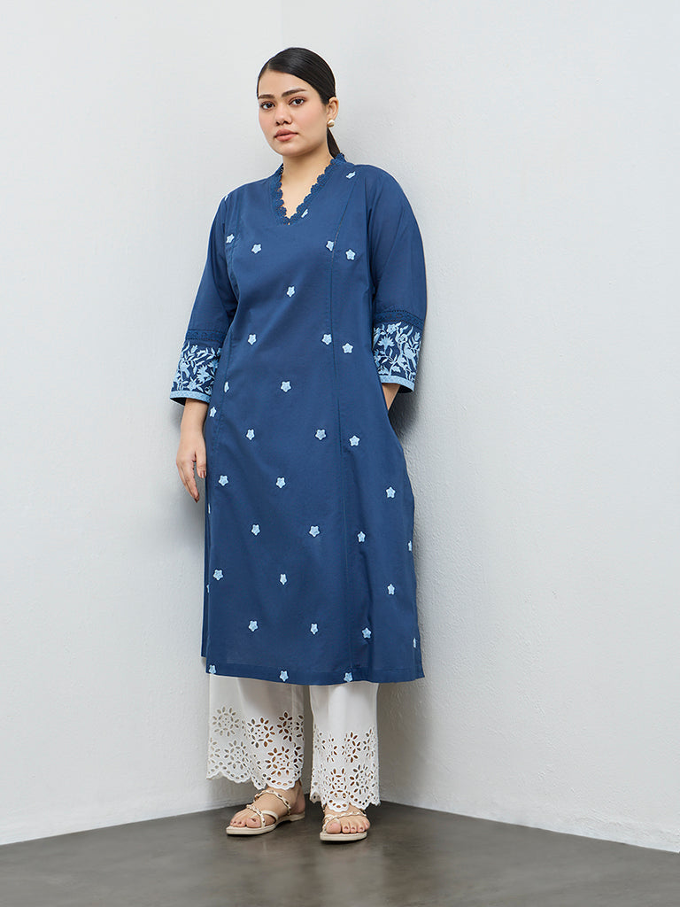 Westside floral denim embroidered kurta XS
