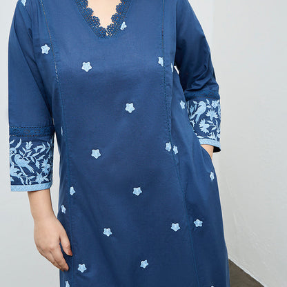 Westside floral denim embroidered kurta XS