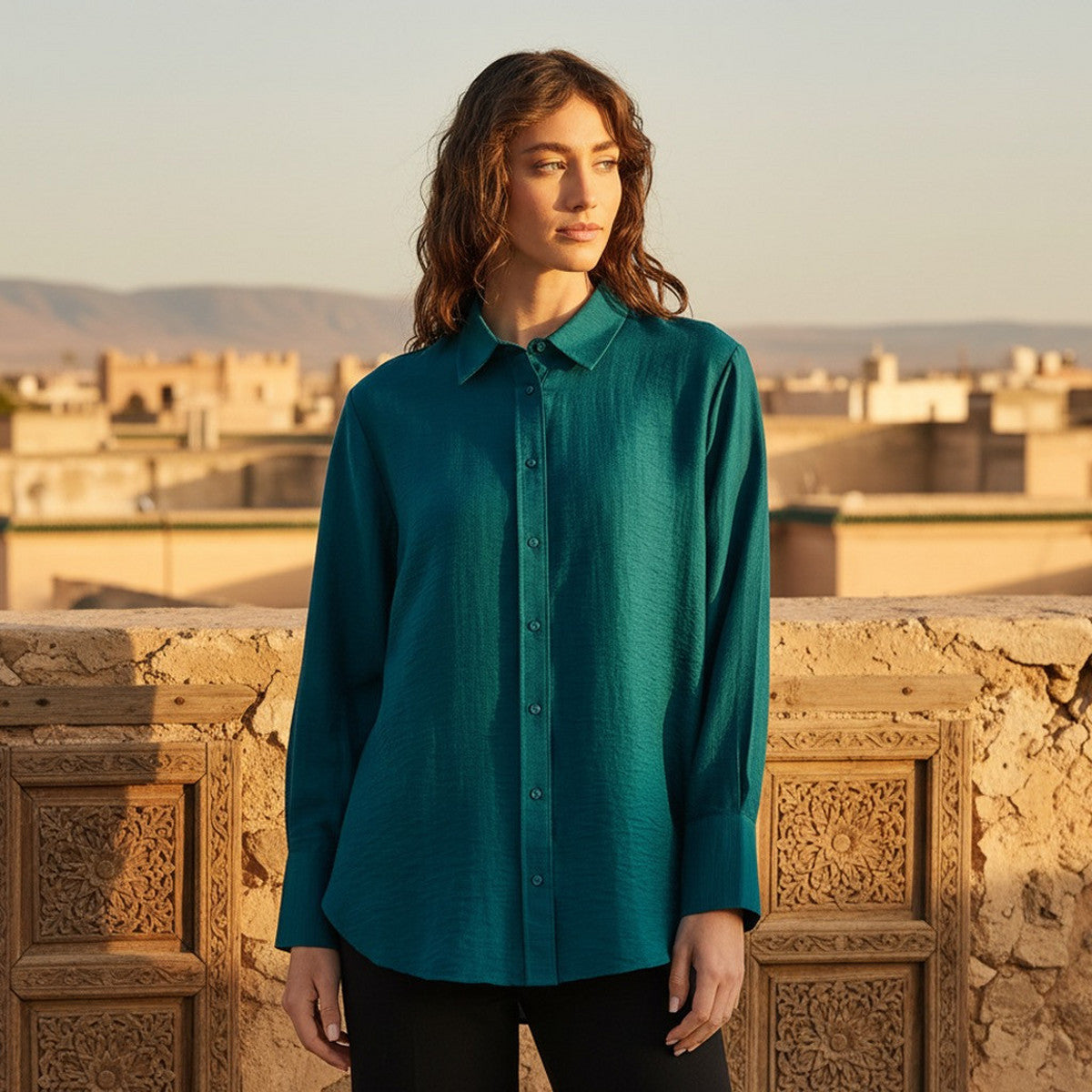 Max textured green shirt