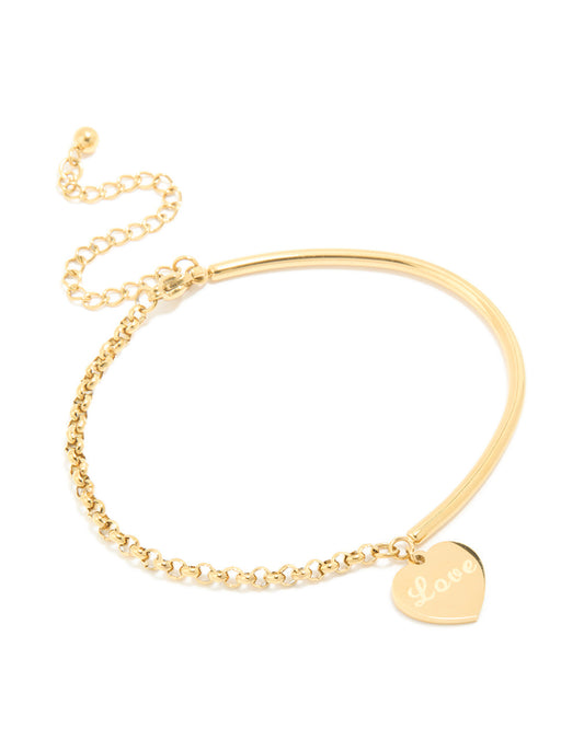 Bracelet Gold Plated Love Engraved Charm
